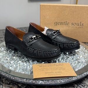 Kenneth Cole gentle souls Black Leather Bit Moccasin Loafers NEW 6.5